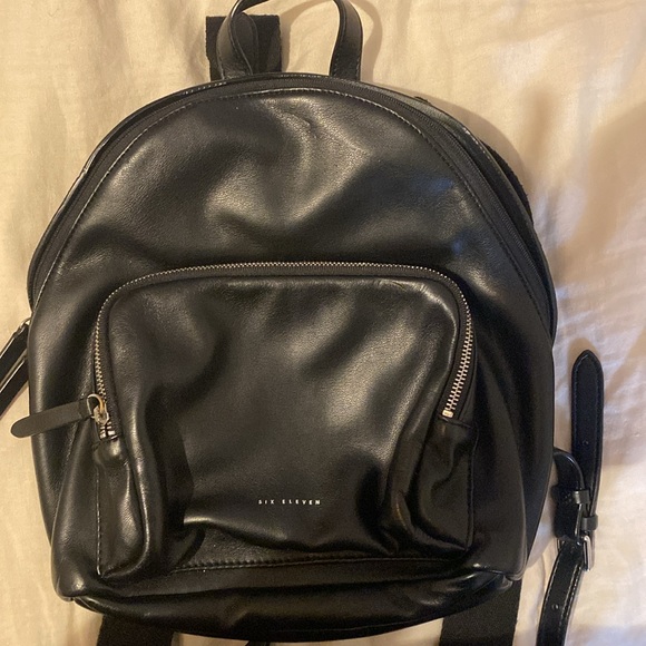 Mini Black (Faux Leather) Backpack - Picture 2 of 2
